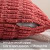 Aegero Pack of 2 Corduroy Decorative Throw Pillow Covers 12x20 InchSoft Boho Striped Pillow Covers Modern Farmhouse Home Decor for Sofa Living Room Couch BedCranberry Red view 2