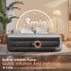 Air Mattress Queen with Built in Pump,18'' Inflatable Mattress 2 Mins Self-Inflation/Deflation,Thicker Blow up Mattress Leak-Proof,Flocked Top Air Bed with Storage Bag for Home, Camping & Guests view 4