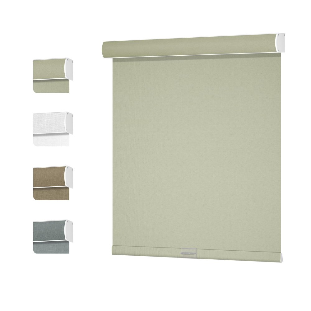 MoDanCeQ Blackout Roller Shades for Windows - Cordless Linen Roller Blinds, Thermal Insulated Fabric UV Protection, Window Shades for Home, Office, Bedroom, Door, Beige, 27" W x 56" H