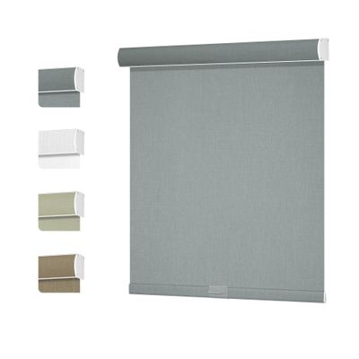 MoDanCeQ Blackout Roller Shades for Windows - Cordless Linen Roller Blinds, Thermal Insulated Fabric UV Protection, Window Shades for Home, Office, Bedroom, Door, Light Grey, 86" W x 84" H