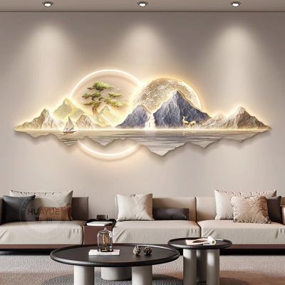 3D Wall Art Decoration - LED, Large Wall Hanging Sculpture Painting Lighted Wall Art,Traditional Chinese Welcoming Wall Hanging Painting Home Decor(C,39.4 * 13.8IN)