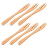 6 Pieces Wooden Two Prong Fruit Forks Reusable Wooden Picks Cocktail Fork Appetizer Forks Tasting Fork for Fruit Snacks Salad view 1