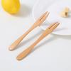 6 Pieces Wooden Two Prong Fruit Forks Reusable Wooden Picks Cocktail Fork Appetizer Forks Tasting Fork for Fruit Snacks Salad view 2