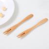 6 Pieces Wooden Two Prong Fruit Forks Reusable Wooden Picks Cocktail Fork Appetizer Forks Tasting Fork for Fruit Snacks Salad view 4
