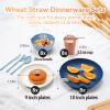 Hommaly Wheat Straw Dinnerware Sets,64-Piece Plates and Bowls Sets for 8-Unbreakable,Reusable Plastic Dish Set-Dinner Plate/Dessert Plate/Cereal Bowl/Cup/Utensils-Dishwasher Safe 64P-Coral Coast view 2