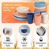 Hommaly Wheat Straw Dinnerware Sets,64-Piece Plates and Bowls Sets for 8-Unbreakable,Reusable Plastic Dish Set-Dinner Plate/Dessert Plate/Cereal Bowl/Cup/Utensils-Dishwasher Safe 64P-Coral Coast view 3
