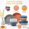 Hommaly Wheat Straw Dinnerware Sets,64-Piece Plates and Bowls Sets for 8-Unbreakable,Reusable Plastic Dish Set-Dinner Plate/Dessert Plate/Cereal Bowl/Cup/Utensils-Dishwasher Safe 64P-Coral Coast view 4