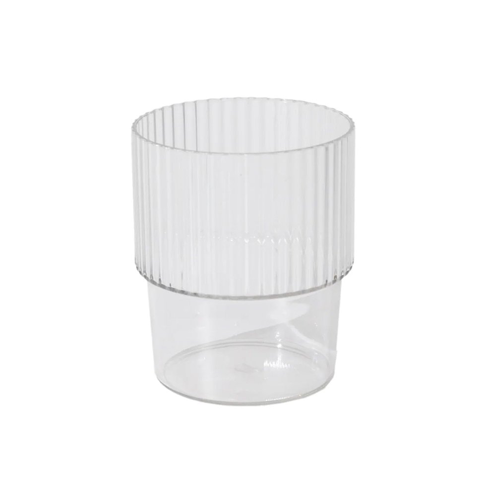 Balsa Circle 12 Clear 7 oz Stackable Ribbed Reusable Plastic cups Party Events Birthday Wedding Reception Catering Home Tableware Decorations Supplies