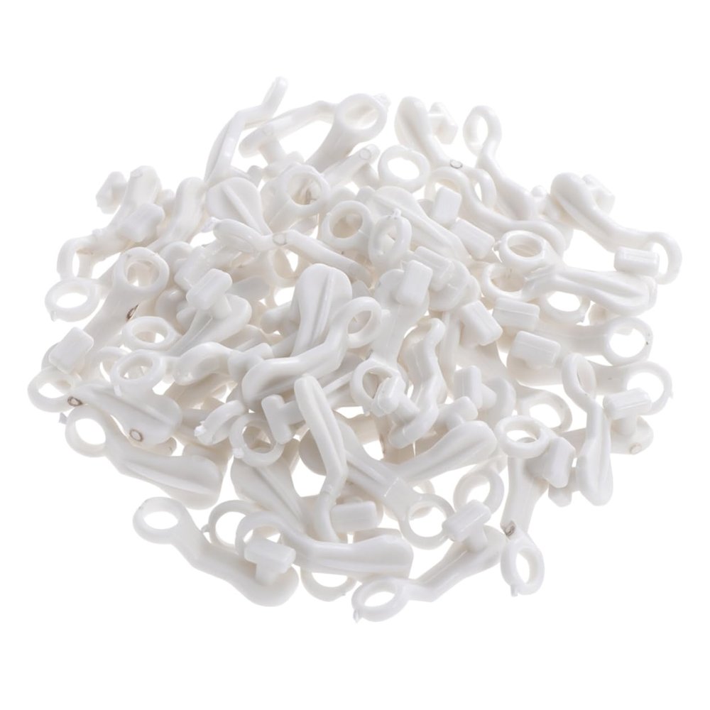 50 Pcs S Shape Plastic Curtain Hooks for Rail Track Slides