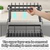 HEVOY Dish Drying Rack with 360 Rotating Drainage, Rustproof Dish Drainers for Counter, Kitchen Organizer for Holds Plates, Bowls, Utensils, Space-Saving & Detachable for Easy Cleaning (Black,C) view 3