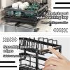 HEVOY Dish Drying Rack with 360 Rotating Drainage, Rustproof Dish Drainers for Counter, Kitchen Organizer for Holds Plates, Bowls, Utensils, Space-Saving & Detachable for Easy Cleaning (Black,C) view 4