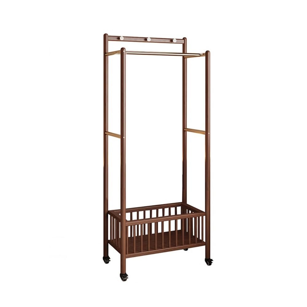 CFGH6FDF Coat Rack Stand Floor Clothes Hanger Multifunctional Coat Rack Bedroom Household Solid Wood Clothes Hanger Clothes Storage Rack Removable with Dirty Clothes Basket Hall Tree