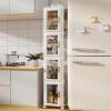 LXSJCYGJ 4-Tier Tall Narrow Storage Cabinet,Narrow Bathroom Storage Cabinet with Transparent Doors and Movable Wheels,Suitable for Small Spaces, Bathrooms, Kitchens, White (9.8x11.8x66.5) view 1