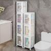 LXSJCYGJ 4-Tier Tall Narrow Storage Cabinet,Narrow Bathroom Storage Cabinet with Transparent Doors and Movable Wheels,Suitable for Small Spaces, Bathrooms, Kitchens, White (9.8x11.8x66.5) view 2