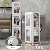 LXSJCYGJ 4-Tier Tall Narrow Storage Cabinet,Narrow Bathroom Storage Cabinet with Transparent Doors and Movable Wheels,Suitable for Small Spaces, Bathrooms, Kitchens, White (9.8x11.8x66.5) view 4
