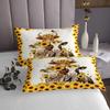 jejeloiu Cow Coverlet Set King Size Milk Cow Bedspread for Kids Boys Girls Decor Sunflower Coverlet Farmhouse Yellow view 4