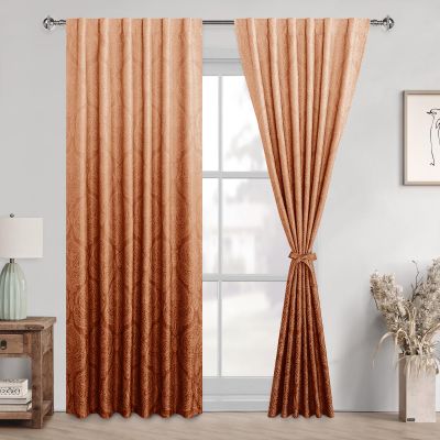 DWCN Fall Damask Pattern Curtains for Bedroom, 52 x 84 Inch, Burnt Orange