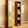 360 Rotating Swivel Storage Tower Cabinet with Mirror, Perfect for Organizing Linens and Bath Essentials in Small Bedrooms and Bathrooms(Walnut,41 * 33 * 176cm) view 1