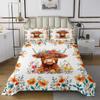 jejeloiu Kids Highland Cow Bedspread King Size Floral Highland Cattle Coverlet Set for Boys Teens Decor Western Animal Coverlet Flowers Brown Quilted view 2
