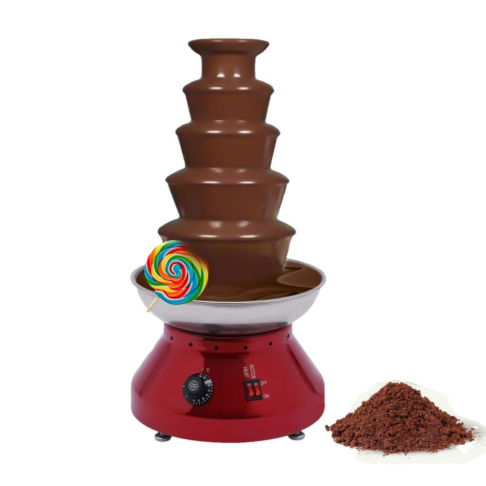 5 Tiers Chocolate Fountain Machine 7lb Commercial Hot Chocolate Fondue Tower 110V Electric Nacho Cheese Fountain for Party, Gathering, Wedding to Melting, Heating and Dipping Chocolate, 24" Tall