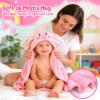 Baosity Custom Hooded Baby Towel with Name, Personalized Soft Absorbent Bunny Toddler Towel, Baby Bath Towel for Girls Boys, Brithday Easter Gifts for Baby Toddler Newborn Easter Basket Stuffers view 3