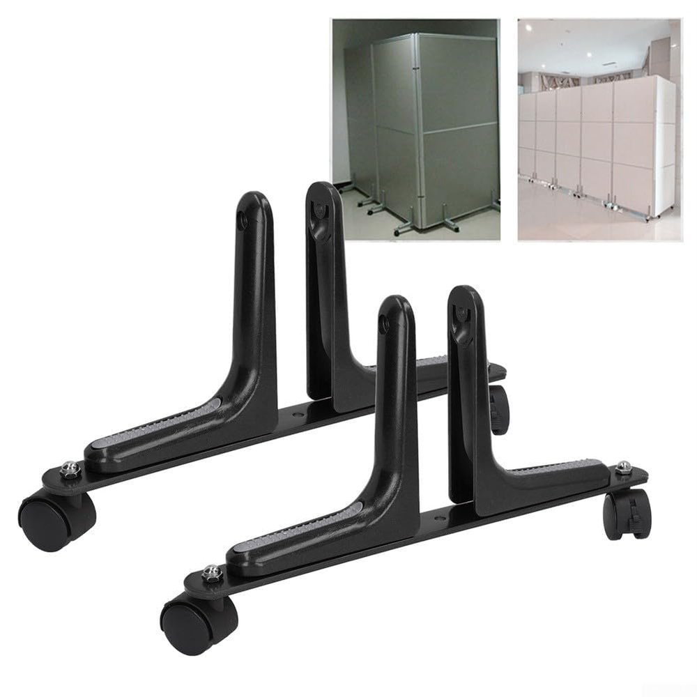 LOUYENOUS 2 Pcs Privacy Screen Stand Aluminum Alloy Privacy Screen Stand Mobility Friendly Aluminum Alloy Privacy Screen Stands for Home Or Office Use(Black)