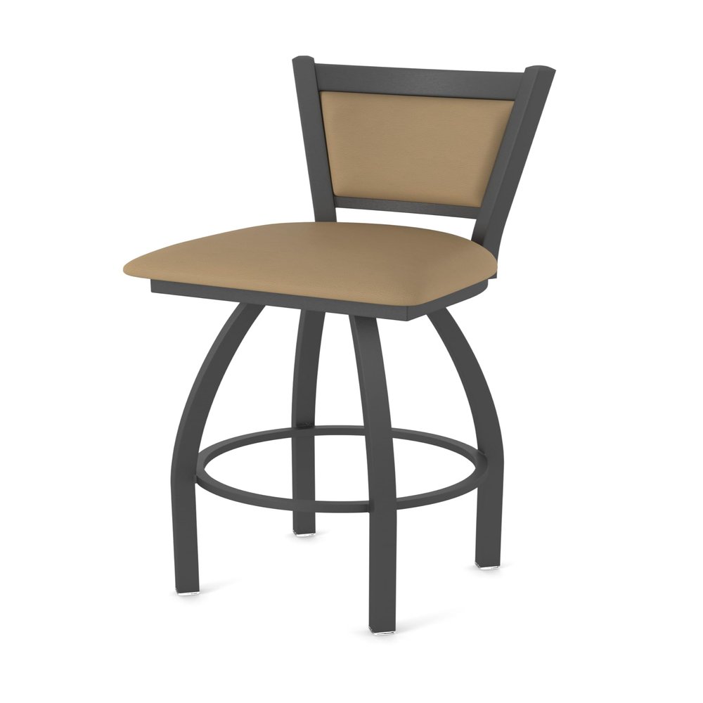870 Hadleigh 25" Swivel Counter Stool with Pewter Finish and Canter Sand Seat and Back