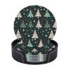 Christmas Tree Pattern Coasters Set of 6 with Holder, Absorbent Drink Coasters for Table Protection, Round Decorative Coffee Table Cup Mat for Home Decor view 1