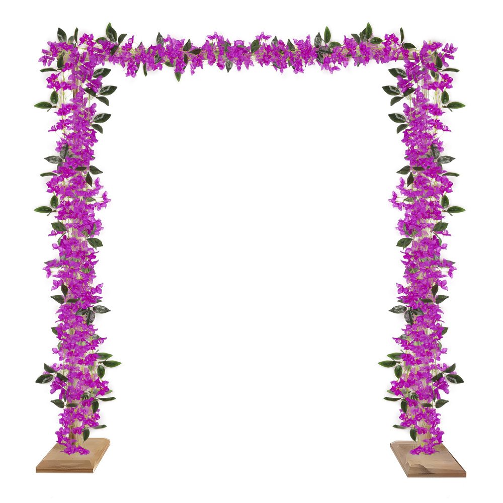 4Pcs Artificial Bougainvillea Flowers Garland 5.9Ft Fake Silk Bougainvillea Vines Plant Faux Bougainvillea Wreath for Centerpieces Table Runner Wedding Arch Wall Decoration (Purple)