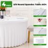 JCJ 4 Pack Round Tablecloth 60 inch, White Spandex Fitted Stretchy Table Cover with Skirt for 5ft Table Wedding Party Banquet Events view 3