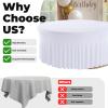 JCJ 4 Pack Round Tablecloth 60 inch, White Spandex Fitted Stretchy Table Cover with Skirt for 5ft Table Wedding Party Banquet Events view 4