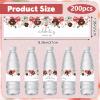 URROMA Water Bottle Label, 200Pcs Red Flower Thank You for Celebrating with us Wedding Wraparound Labels for Bridal and Baby Shower Supplies view 2