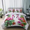 Duvet Cover Queen Size Bedding Set for Kids Boys Girls, Flamingo Simple Style Pattern Bedroom Decor Comforter Cover, Washed 3 Pieces Breathable Microfiber Bedding Set with Zipper, White view 2