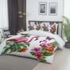 Duvet Cover Queen Size Bedding Set for Kids Boys Girls, Flamingo Simple Style Pattern Bedroom Decor Comforter Cover, Washed 3 Pieces Breathable Microfiber Bedding Set with Zipper, White view 3
