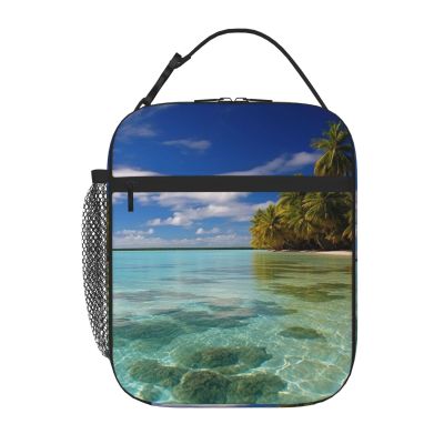 Insulated Lunch Bag for Women Reusable Lunch Box for Office Travel Thermal Lunchbox Aitutaki lagoon, Cook Islands Lunch Tote Bags Leakproof Cooler Bag for Men Large Capacity Meal Bag