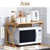 2 Tiers Microwave Oven Shelf Stand Wooden Kitchen Storage Shelf Rack Home Office Storage Stand Rack for Home Office Frame with Wood Tabletop view 2