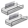 2 Pack Shower Caddy Basket, Wall Mounted Shower Caddy Self Adhesive Shower Shelves Iron Shower Hanging Shelf for Bathroom (Black) view 1