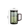 500ML Drinkware Transparent Glass Cup With wooden Lid Wooden Handle Coffee Mug Kitchen Tea Making Cup Coffeeware Teaware view 2