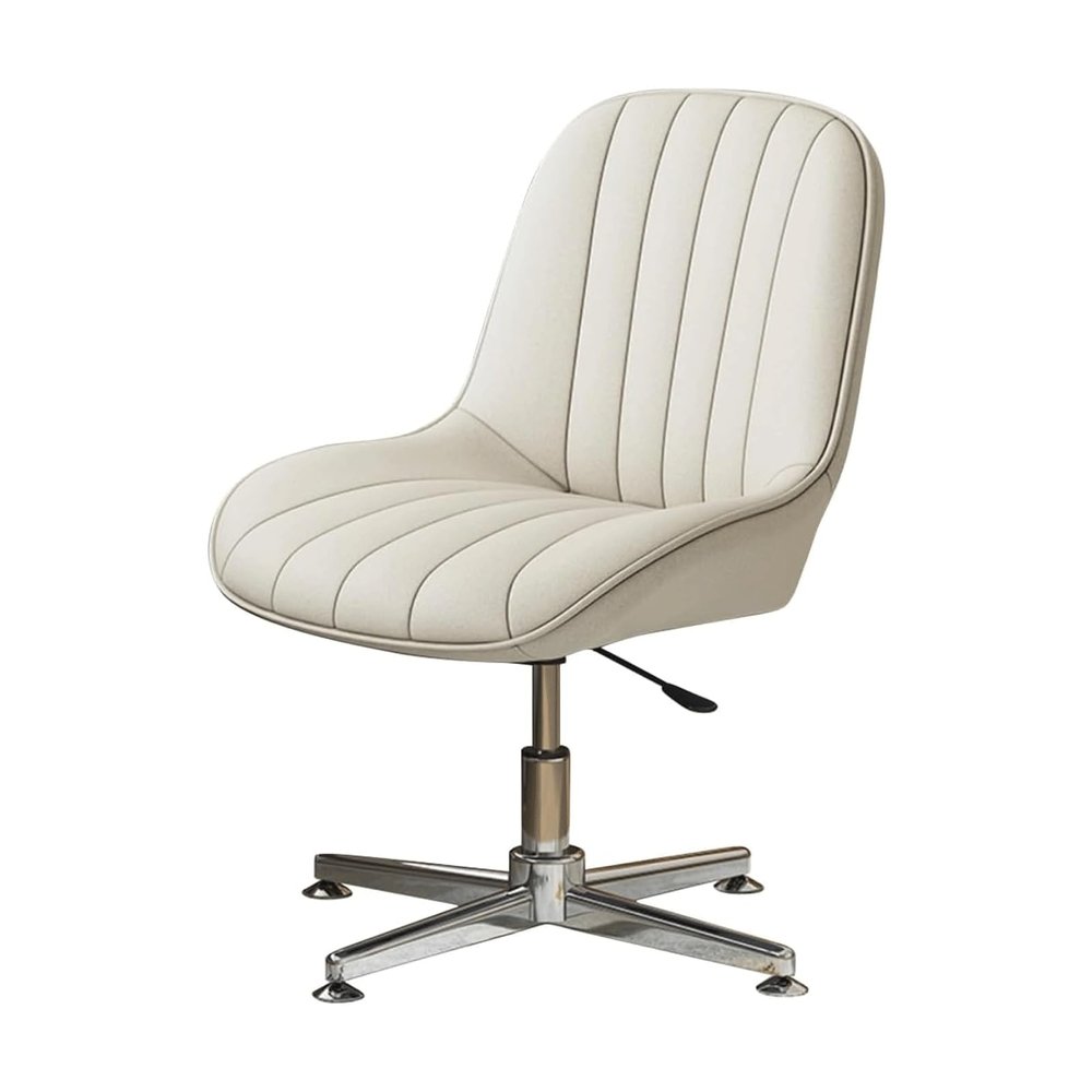 Armless Ergonomic Office Chair - No-Wheels Swivel Desk Chair with Cross Legs & Adjustable Height