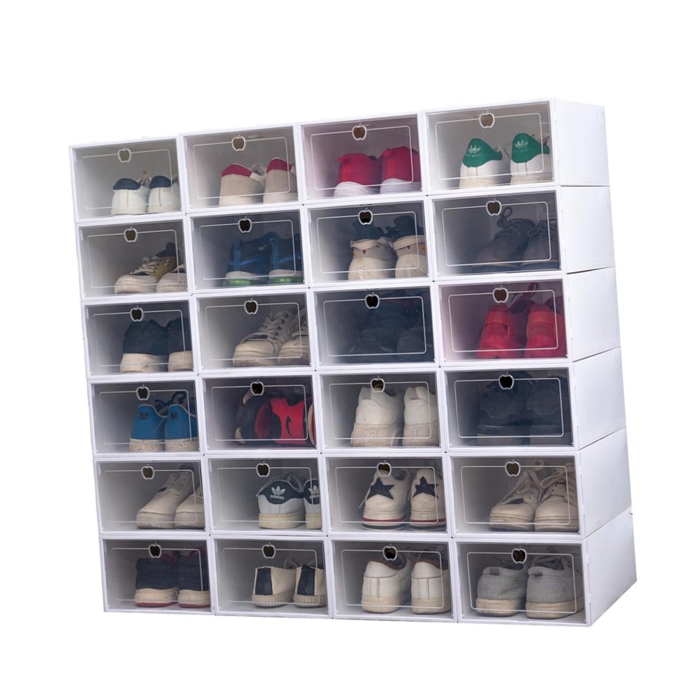 EUVAROMEX 6pcs Box Shoes Container Shoe Organizers and Storage Shoe Storage Rack Shoe Storage Bins Shoe Storage Organizer Stand Shoe Bins En Cube Sneaker Fabric Shoe Storage Bin Random White/6236