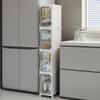 Lifelongpal 4-Tier Tall Narrow Storage Cabinet, Slim Bathroom Storage Cabinet with Adjustable Shelves and Wheels, Narrow Organizer for Small Space, Bathroom, Kitchen, Laundry, White view 1