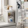 Lifelongpal 4-Tier Tall Narrow Storage Cabinet, Slim Bathroom Storage Cabinet with Adjustable Shelves and Wheels, Narrow Organizer for Small Space, Bathroom, Kitchen, Laundry, White view 3