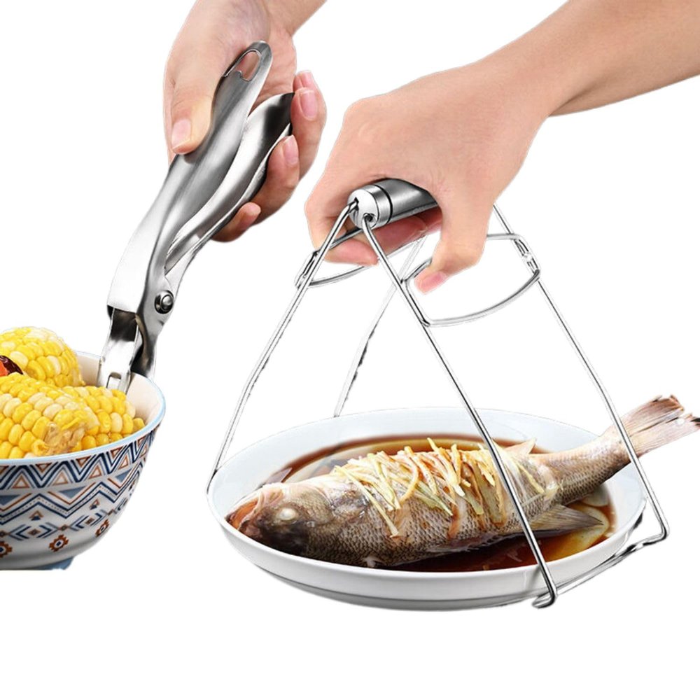 304 Bowl Dish Plate Gripper Clips Tongs Clamp Holder Household CleaningKitchen Storage Essentials