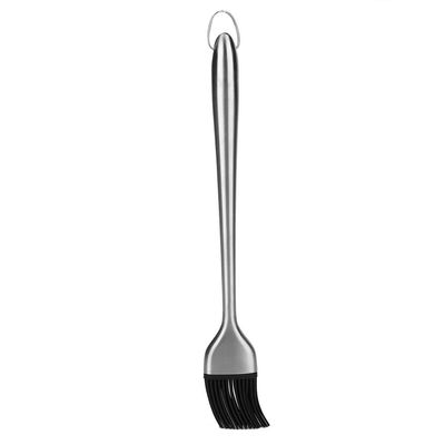 Flexible replaceable brush basting brush for BBQ, roasting or grill food, household dinner helper with stainless steel handle and hanging hook, 30cm heat (Straight handle 30cm)