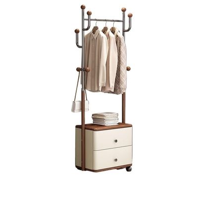 LIAN16PENG Coat Rack Stand Multifunctional Floor Coat Rack Living Room Household Hanging Clothes Rack Drawer Wood Hanger Storage Cabinet Coat Hanger Stand