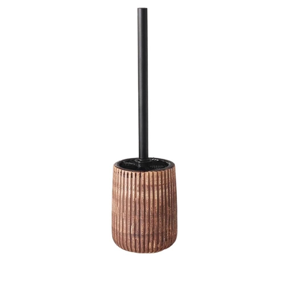 FGSHCZ82HRY Toilet Brush Ceramics Vertical Lines Texture Toilet Bowl Brush Set Iron Black Brush Handle Toilet Brush Plastic Brush Head Toilet Brush Deep Cleaning