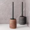 FGSHCZ82HRY Toilet Brush Ceramics Vertical Lines Texture Toilet Bowl Brush Set Iron Black Brush Handle Toilet Brush Plastic Brush Head Toilet Brush Deep Cleaning view 3