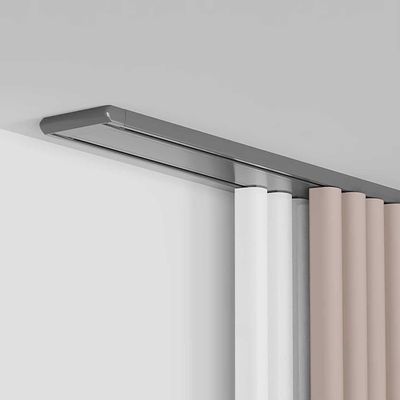 LPeMYXbYT Aluminum Double Row Curtain Track Silent Curtain Track Heavy Duty Drop Ceiling Curtain Track for Curtains-Room Divider for Living Room Bedroom Hospital Easy Install(Gray,2.4m(7.9ft))