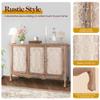 FansaFurn Accent Storage Cabinet with 3 Carved Doors and Shelves, Farmhouse Sideboard Buffet Sideboard with Storage, Wood Kitchen Cabinet for Living Room, Entryway, Dining Room and Kitchen, Natural view 2