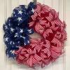 4th of July Wreath for Front Door, Patriotic American Flag Burlap Wreath, Memorial Day Independence Day Summer Holiday Decor, Red White and Blue Farmhouse Hanging Ornament (E) view 1